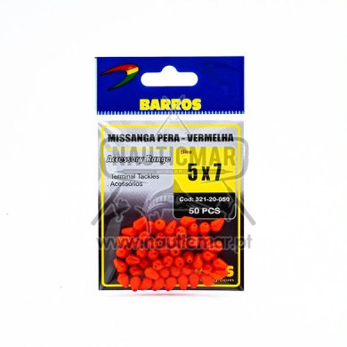 Missangas Barros Pera Vermelha 5x7mm 50un | Nauticmar
