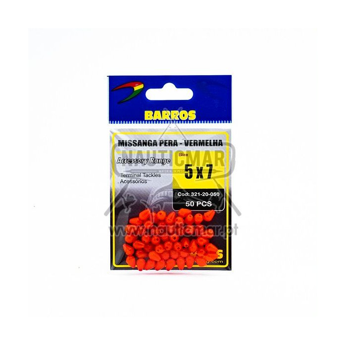 Missangas Barros Pera Vermelha 5x7mm 50un | Nauticmar