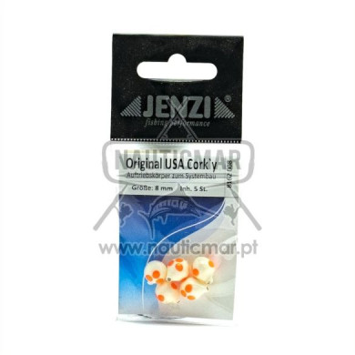 Flutuador Cortiça Jenzi 8mm Branco Pintas | Nauticmar