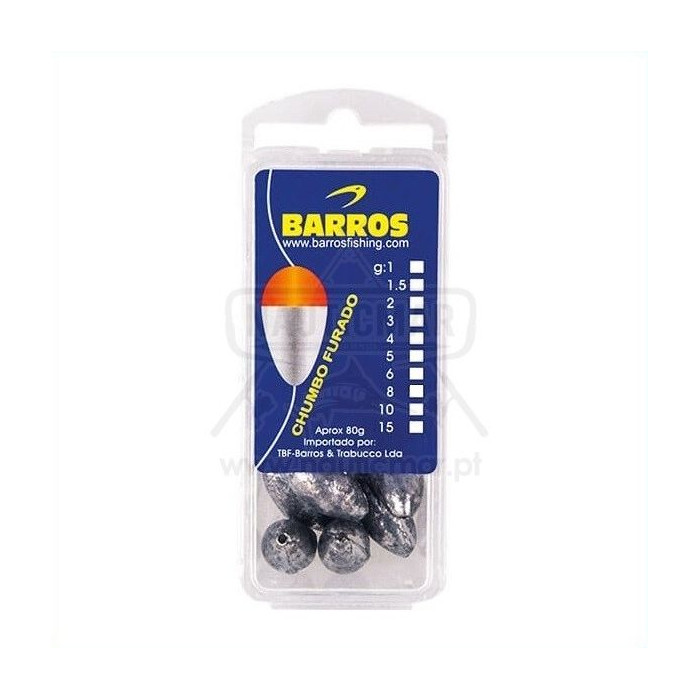 Chumbo Furado Barros 2g (Caixa ~80g) | Nauticmar