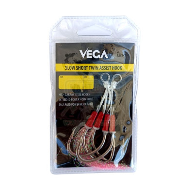 Assist Vega Slow Jig Short Twin Red Flash Nº1/0 2un | Nauticmar