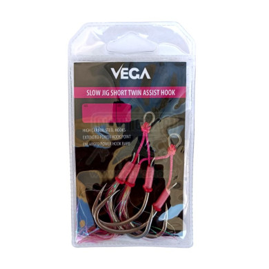 Assist Vega Slow Jig Short Twin Pink Nº2/0 2un | Nauticmar
