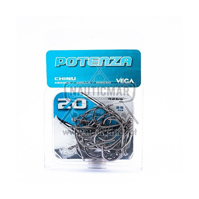 Anzóis Vega Potenza Chinu Argola 4269 BN Nº2/0 25un | Nauticmar