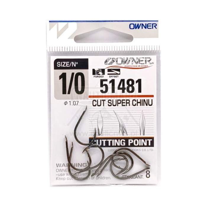 Anzóis Owner 51481 Cut Super Chinu Nº1/0 8un | Nauticmar