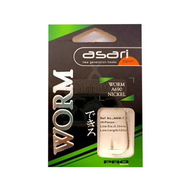 Anzóis Empatados Asari Worm Pro Nº2 0.35mm | Nauticmar