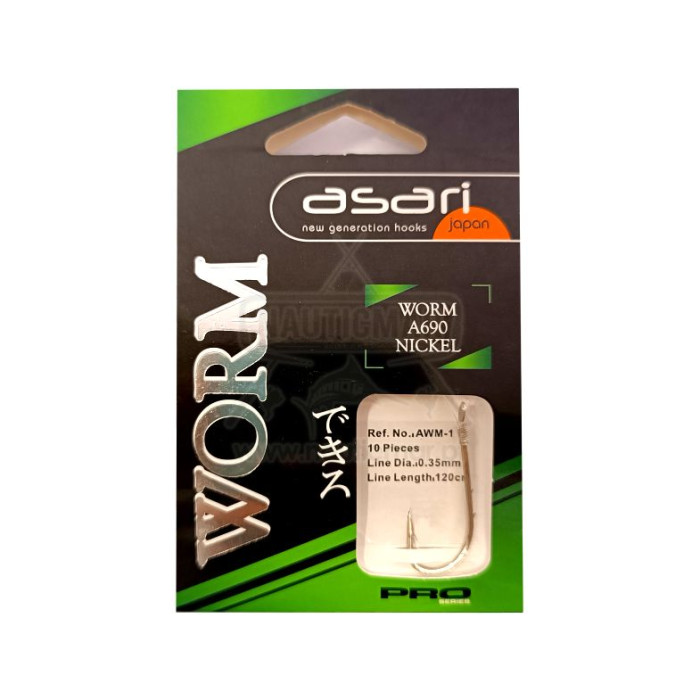 Anzóis Empatados Asari Worm Pro Nº4 0.30mm | Nauticmar