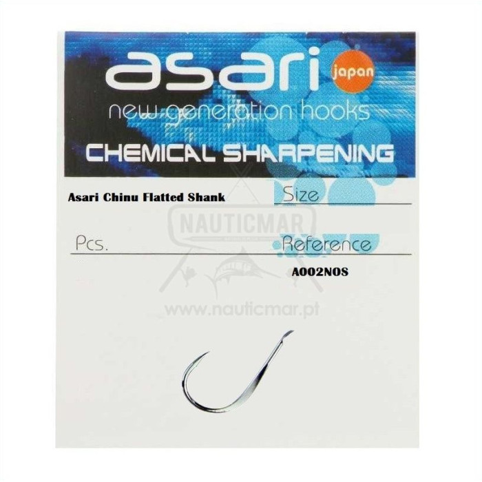 Anzóis Asari Chinu Flatted Shank A002NOS Nº1/0 25un | Nauticmar