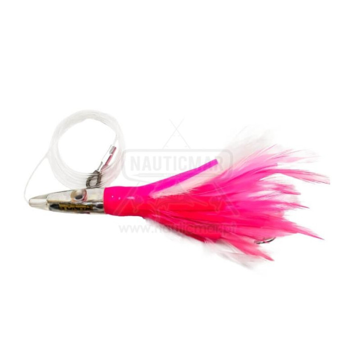 Amostra Tunita Varmit Feath 100mm 30g Pink/White | Nauticmar