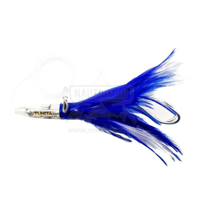 Amostra Tunita Varmit Feath 100mm 30g Blue/White | Nauticmar