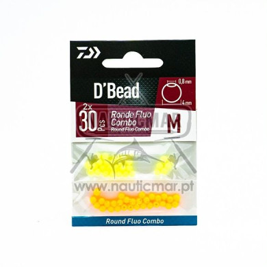 Pérolas Daiwa Redondas Fluo Combo 4mm 2x30un | Nauticmar