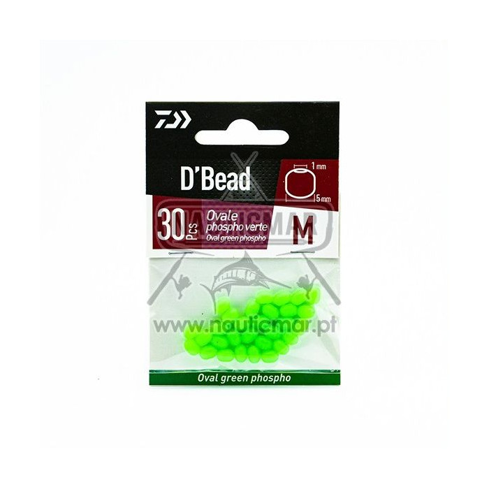 Pérolas Daiwa Ovais Fosforescente Verde 5x7mm | Nauticmar