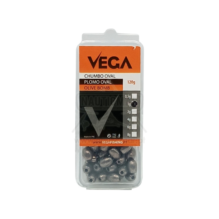 Chumbo Furado Vega 1g (Caixa ~120g) | Nauticmar