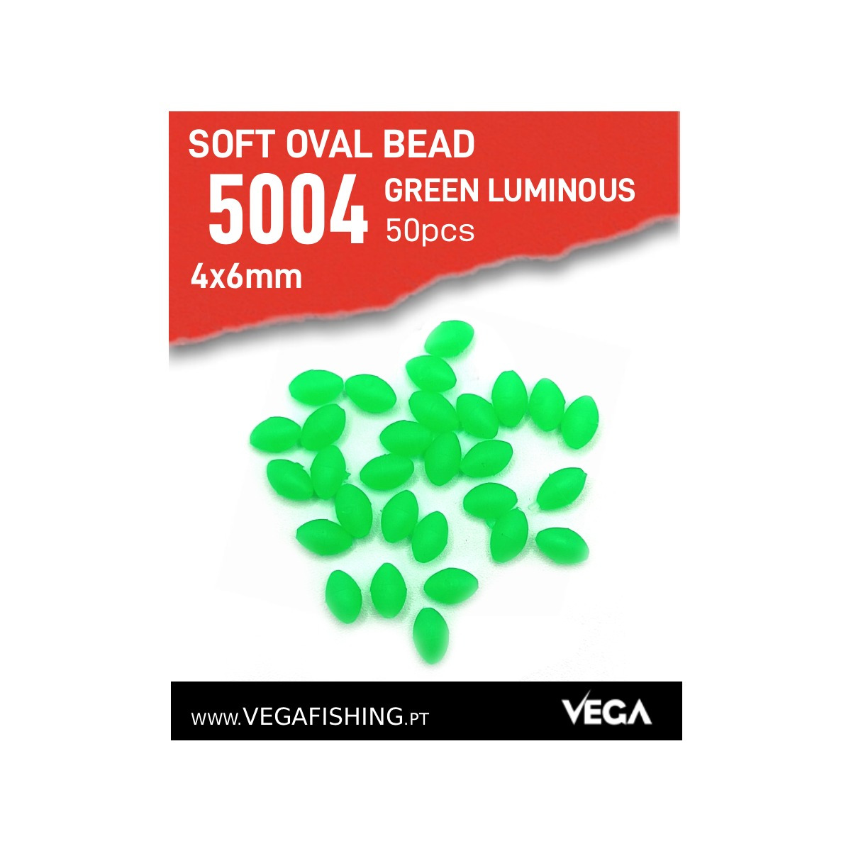 Pérolas Vega 5004 Soft Verde Luminescente 4x6mm 50un | Nauticmar