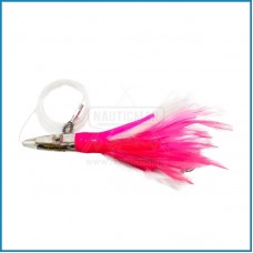 Amostra Tunita Varmit Feath 140mm – Pink/White (com anzol duplo)
