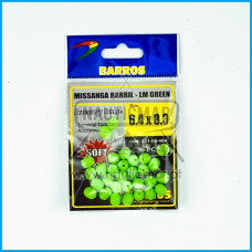 Missangas Barros Barril Verde Luminous 6.4x8.3 30pcs